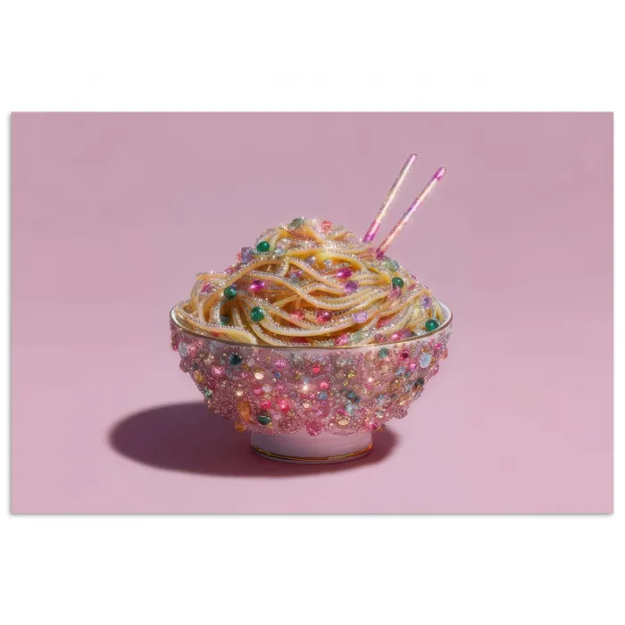 Noodles - Edelstenen - Stokjes - Roze poster papier klein -3d