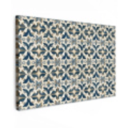 Tegel - Patroon - Blauw - Beige Tuinposter op houten frame 2 cm dik klein 845 -3d
