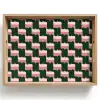 Vlechtpatroon - Groen - Roze - Geometrisch Dienblad Rechthoek middel 911 -z3d_shopping