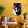 Panter - Zwart - Abstract - Verfstreken Wandcirkel Ovaal Glas middel -sfeer4
