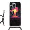 Stad - Gebouwen - Zon - Geel Hoesje iPhone 16 Pro Max met koord klein -3d