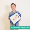 Bruin gevlekte pup op een beige achtergrond Kinderrugzak - Blauw middel -sfeer1_NL