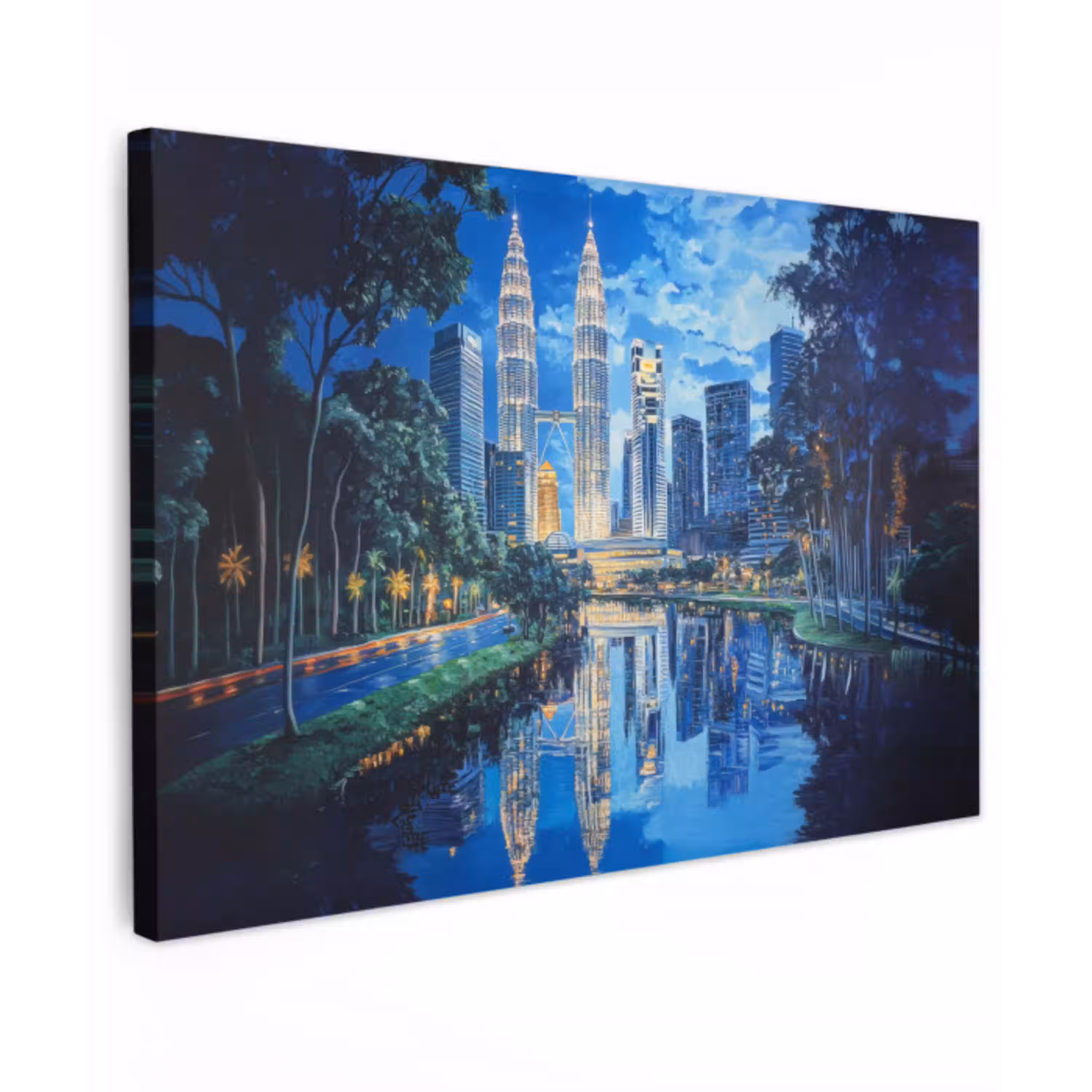Stad Kuala Lumpur - Skyline - Wolkenkrabbers - Water canvas 2cm klein -z3d