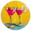 Glazen - Cocktail - Citroen - Kers Wandcirkel kunststof plaat 5mm dik klein -3d