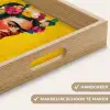Frida Kahlo - Vrouw - Geel - Blauw - Bloemen Dienblad Rechthoek middel -USP_HandgreepNL