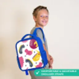 Dino - Patronen - Kind - Roze - Meisjes Kinderrugzak - Blauw middel -sfeer3_UK