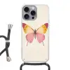 Vlinder - Illustratie - Roze Hoesje iPhone 16 Pro Max met koord klein -3d