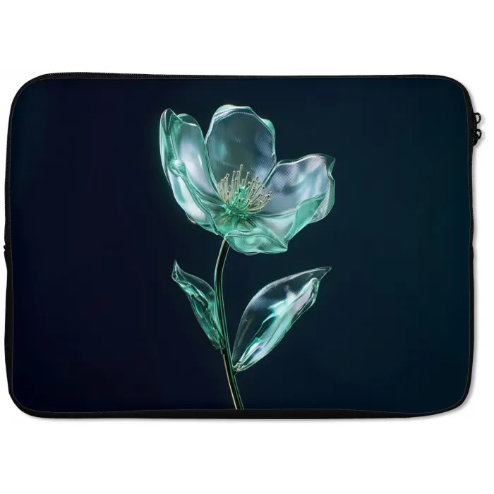 Bladeren - Bloem - Glazen - Donkerblauw laptophoes neopreen klein -zkaufland3dotto