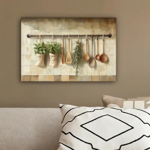 Hout - Keukengerei - Stilleven - Tegels canvas 2cm klein -sfeer3