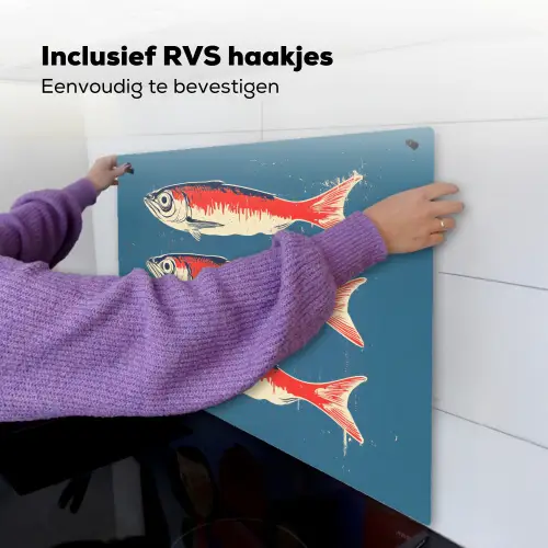 Vissen - Rood - Blauw Inductie beschemer met haakjes middel -ky-ophangen-nl