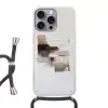 Penseelstreken - Balans - Beige - Bruin Hoesje iPhone 16 Pro Max met koord klein -3d