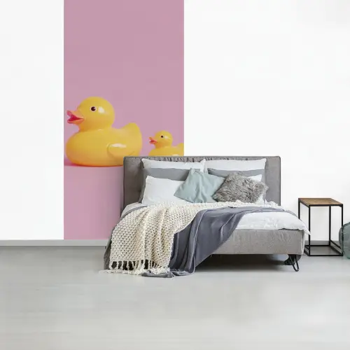 Eendjes - Vrolijk - Roze fotobehang vinyl groot -slaapkamer