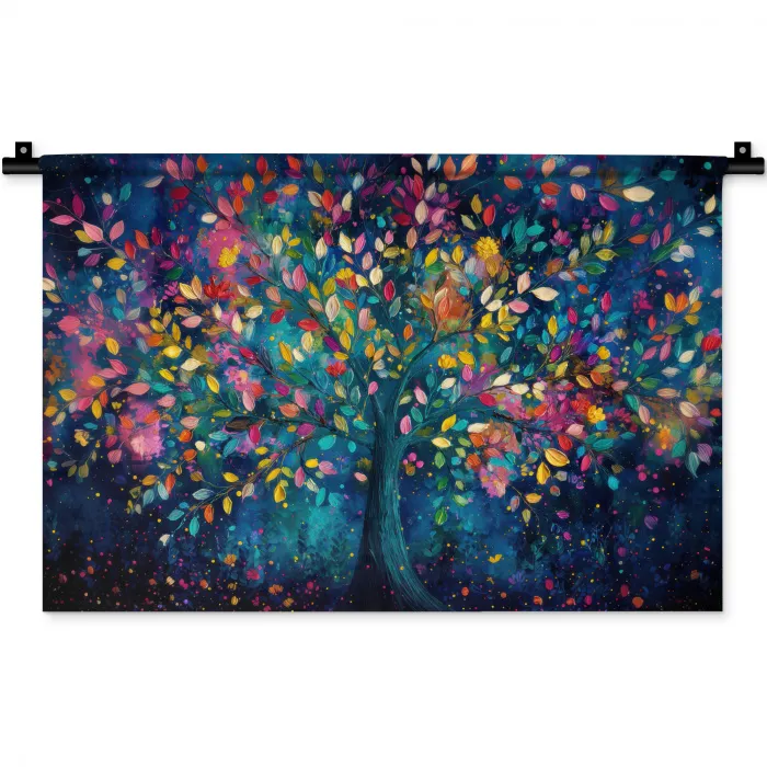 Kleurrijk - Boom - Magisch - Abstract Wandkleed katoen klein -zz3d