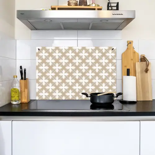 Patroon - Symmetrisch - Beige Inductie beschemer met haakjes klein 777 -sfeer2