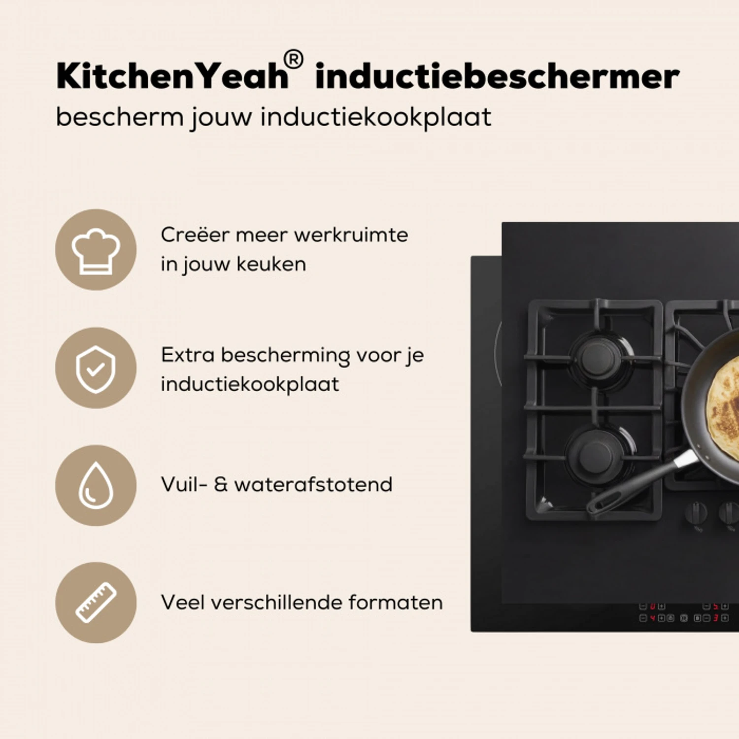Fornuis - Kooken - Pannekoek Inductie beschermer vinyl 3mm klein -sfeer2