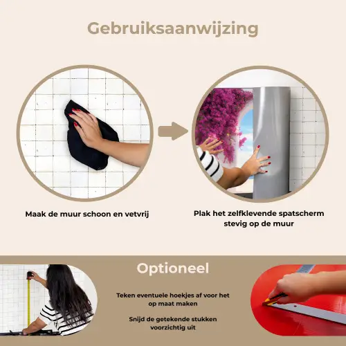 Zee - Roze - Bloemen - Poort keuken achterwand spatscherm klein -gebruiksaanwijzing_NL