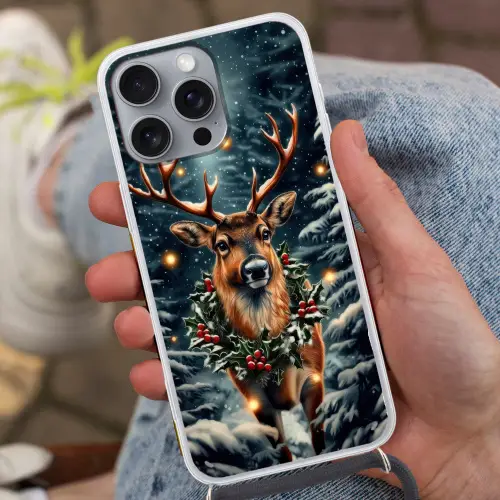 Kerst - Magie - Bos - Kleurrijk Hoesje iPhone 16 Pro Max met koord klein -sfeer3