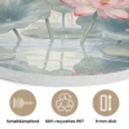Aquarel - Lotusbloemen - Kleurrijk Akoestische PET Vilt - Rond klein -closeup_DE