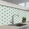 Geometrisch - Bloem - Motief - Blauw keuken achterwand 2 middel 871 -3d_schuin