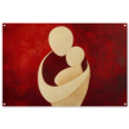 Abstract - Moeder - Kind - Rood tuinposter los doek groot -3d