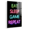 Gaming - Led - Quote - Eat sleep game repeat - Gamen plexiglas 5mm klein -zzzproduct_nieuw