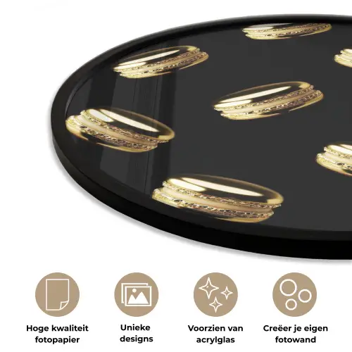 Macarons - Patroon - Goud - Zwart Fotolijst rond zonder passe partout klein -closeup_NL