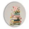 Boeken - Stapel - Bloemen - Kleurrijk Akoestische PET Vilt - Rond klein -3d