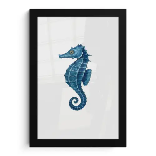 Zeepaardje - Staart - Blauw fotolijst zwart zonder passe partout klein -3d