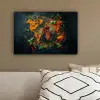 Wereldkaart - Kruiden - Levendige kleuren canvas 2cm klein -sfeer3