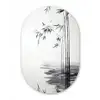 Bamboestammen - Water - Minimalistisch - Wit Wandcirkel Ovaal Glas middel -3d