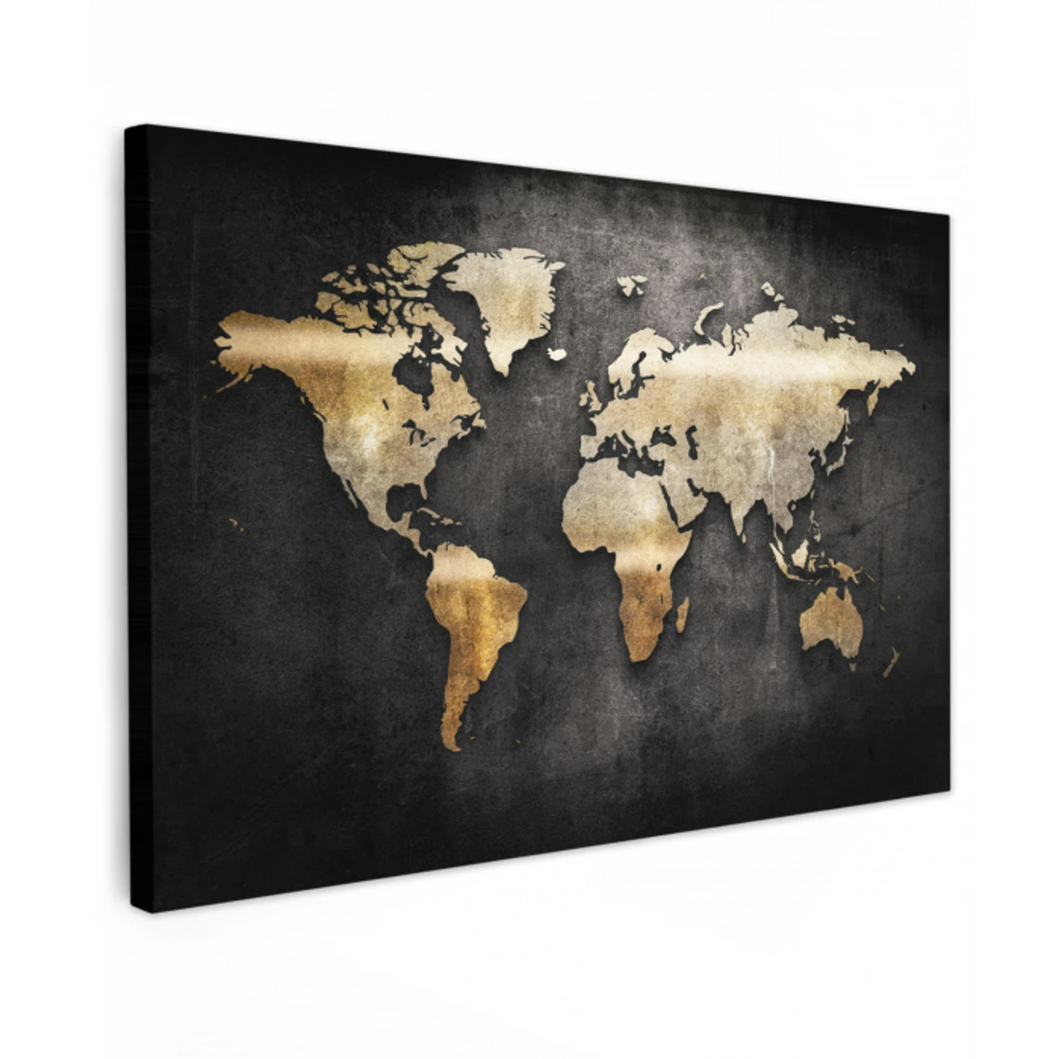 Wereldkaart - Goud - Aarde canvas 2cm klein -z3d