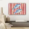 Vissen - Verticale strepen - Blauw - Rood canvas 2cm klein -sfeer6