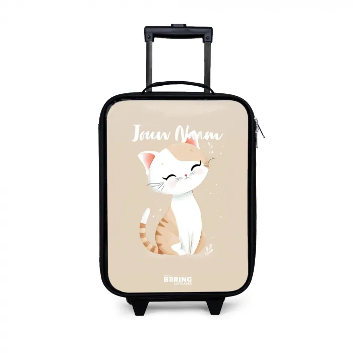 Kitten in de kleuren beige en wit Kinderkoffer - Zwart klein -3d