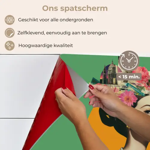 Retro - Vrouw - Stad - Zon keuken achterwand spatscherm klein -spatscherm_NL