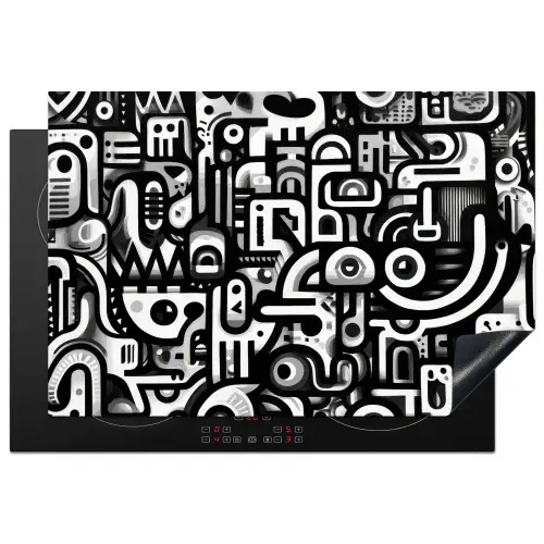 Symbolen - Abstract - Grafisch - Zwart Inductie beschermer vinyl 3mm klein -3d