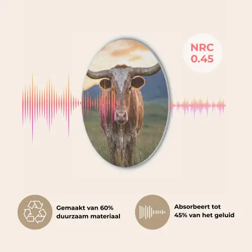 Longhorn - Landschap - Zonsondergang Akoestische PET Vilt - Rond klein -USP_NL