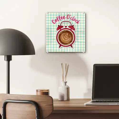 Koffie - Klok - Groen plexiglas 5mm klein -sfeer6