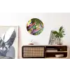 Kleurrijke vogel tussen allemaal kleurrijke platen Wandcirkel aluminium klein -kantoor