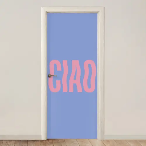 Ciao - Roze - Blauw - Golvend deurposter klein -3d_beige