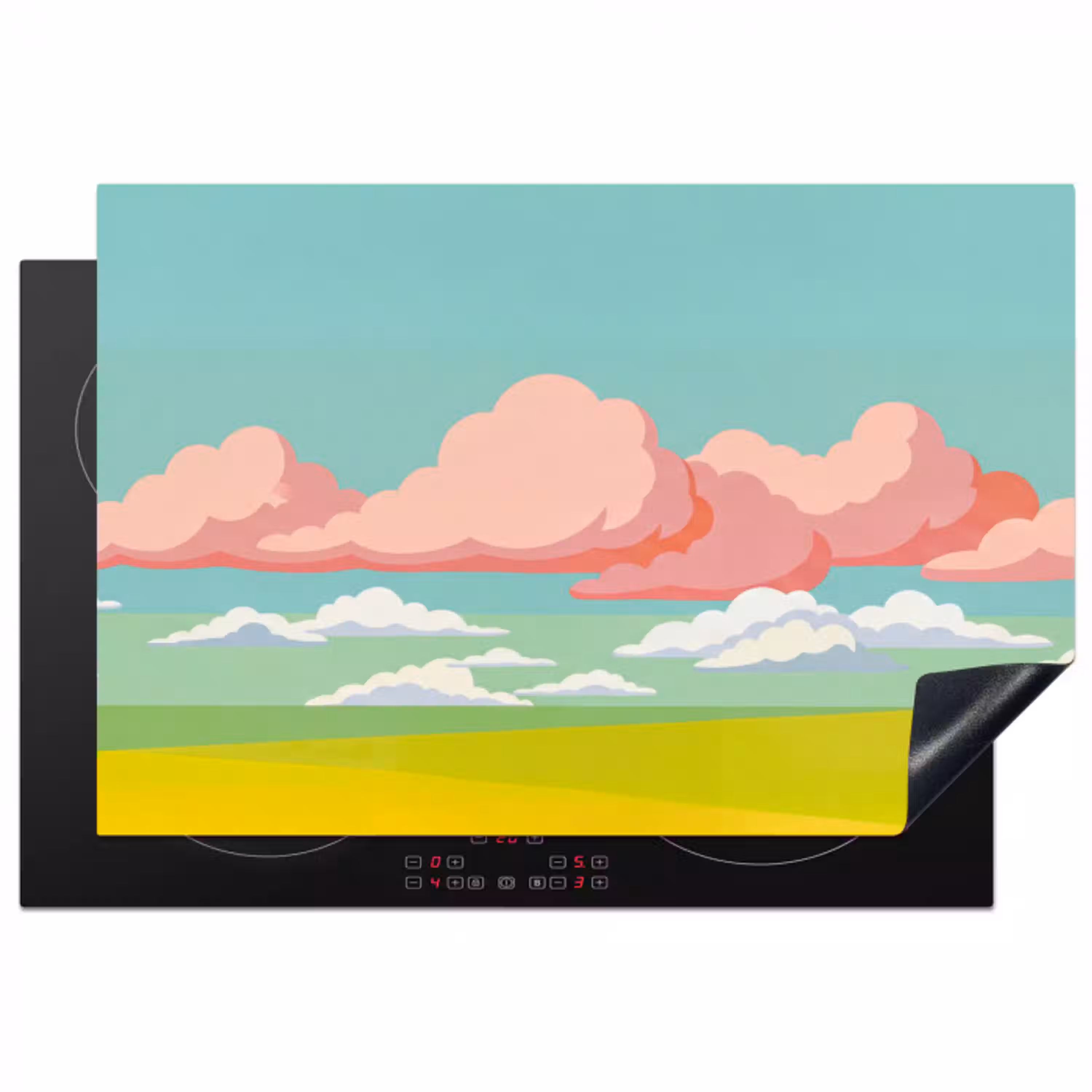 Wolken - Roze - Natuur - Modern - Pastel Inductie beschermer vinyl 3mm klein -3d
