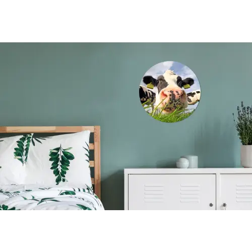 Koe - Boerderij - Gras - Dieren Wandcirkel aluminium klein -slaapkamer