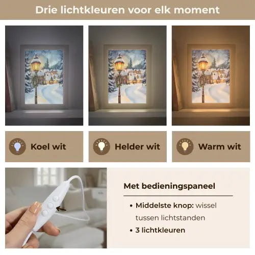 Kerstdorp - Huizen - Sneeuw - Kerst Light Box met kabel (Tafellamp) klein -USP_lichtkleurNL