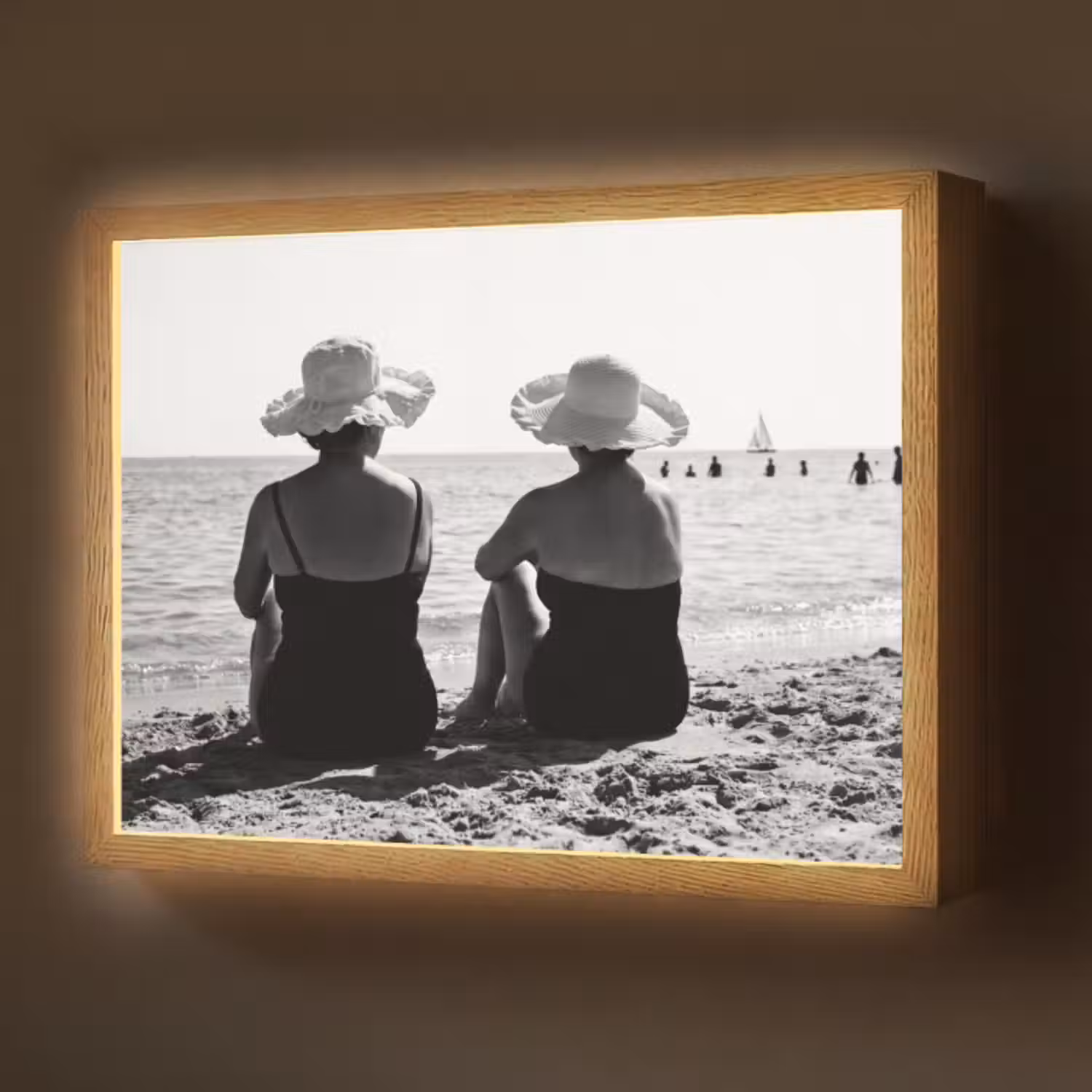 Lightbox - Wandlamp - Vrouwen - Zonnehoed - Strand - Zwart - Wit