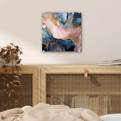 Marmer - Roze - Blauw plexiglas 5mm klein -sfeer4