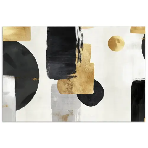 Goud - Rechthoeken - Cirkels - Abstract poster papier klein -3d
