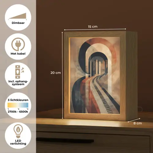 Piano - Toetsen - Abstract Light Box met kabel (Tafellamp) klein -USP_NL