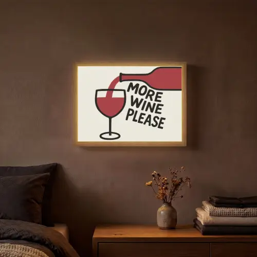Wijnfles - Quote - Rood - Glas Light Box met batterij (Wandlamp) middel -sfeer4