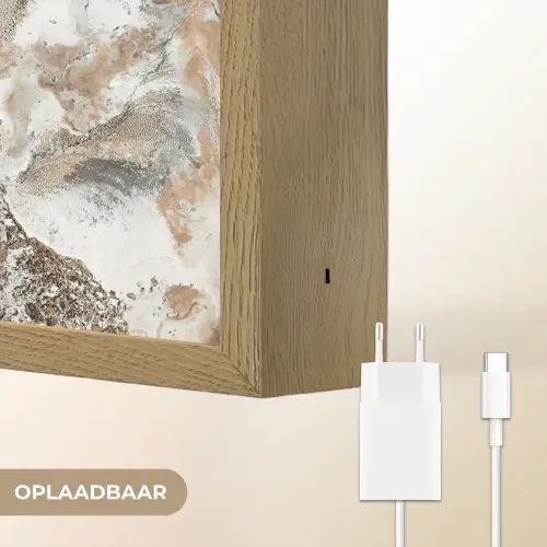 Abstract - Marmer - Wit - Bruin - Marmerlook Light Box met batterij (Wandlamp) middel -USP_websiteoplaadbaarNL