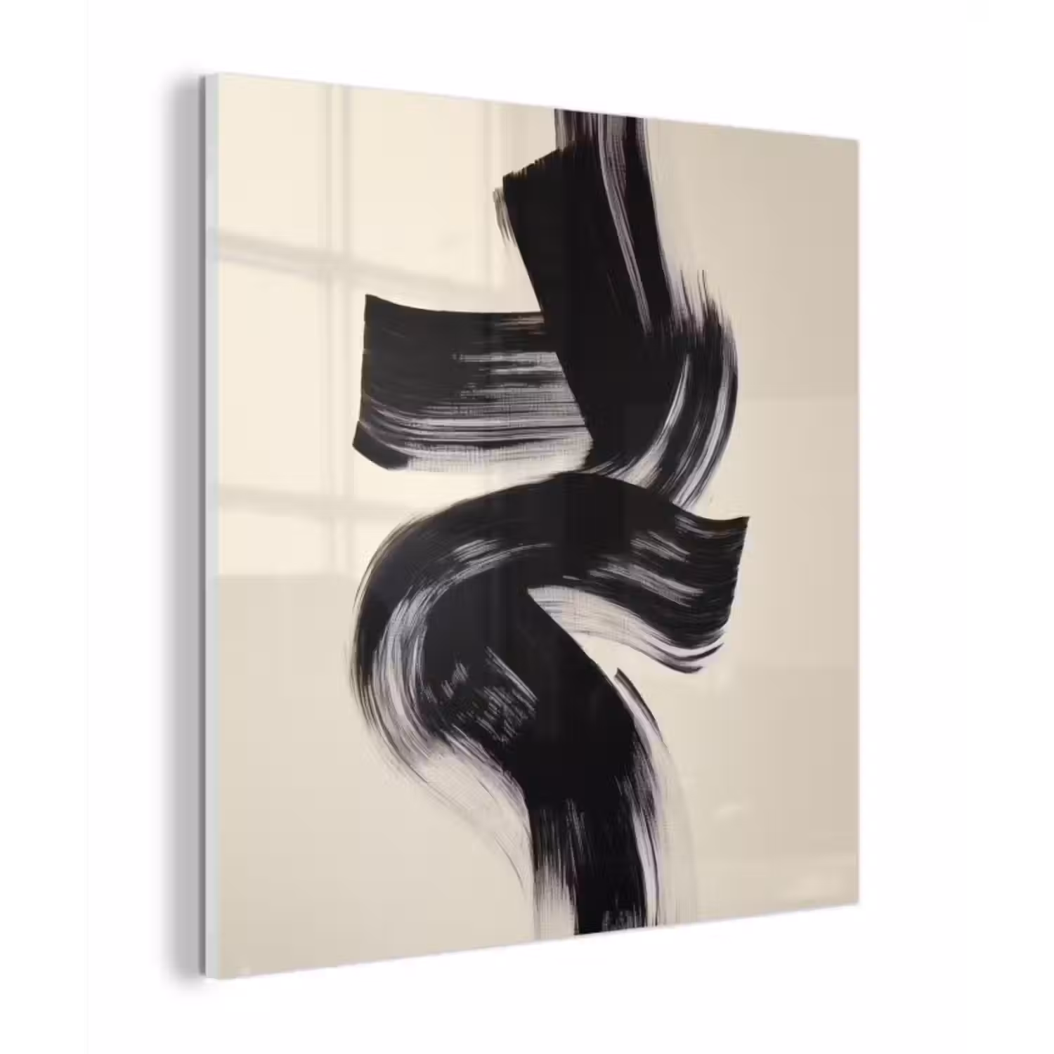 Glas schilderij - Strepen - Zwart - Abstract