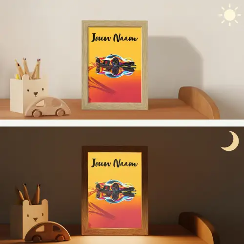 Auto - Race  - F1 - Jongens - Geel - Rood Light Box met kabel (Kinderlampje) klein -sfeer3_kind